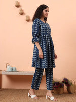 Thumbnail for Yufta Blue Cotton Maternity Kurta Pant Set