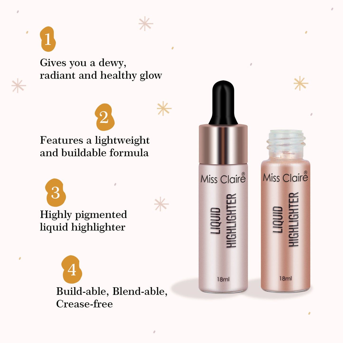 Miss Claire Liquid Highlighter - Lustre Gold - Distacart