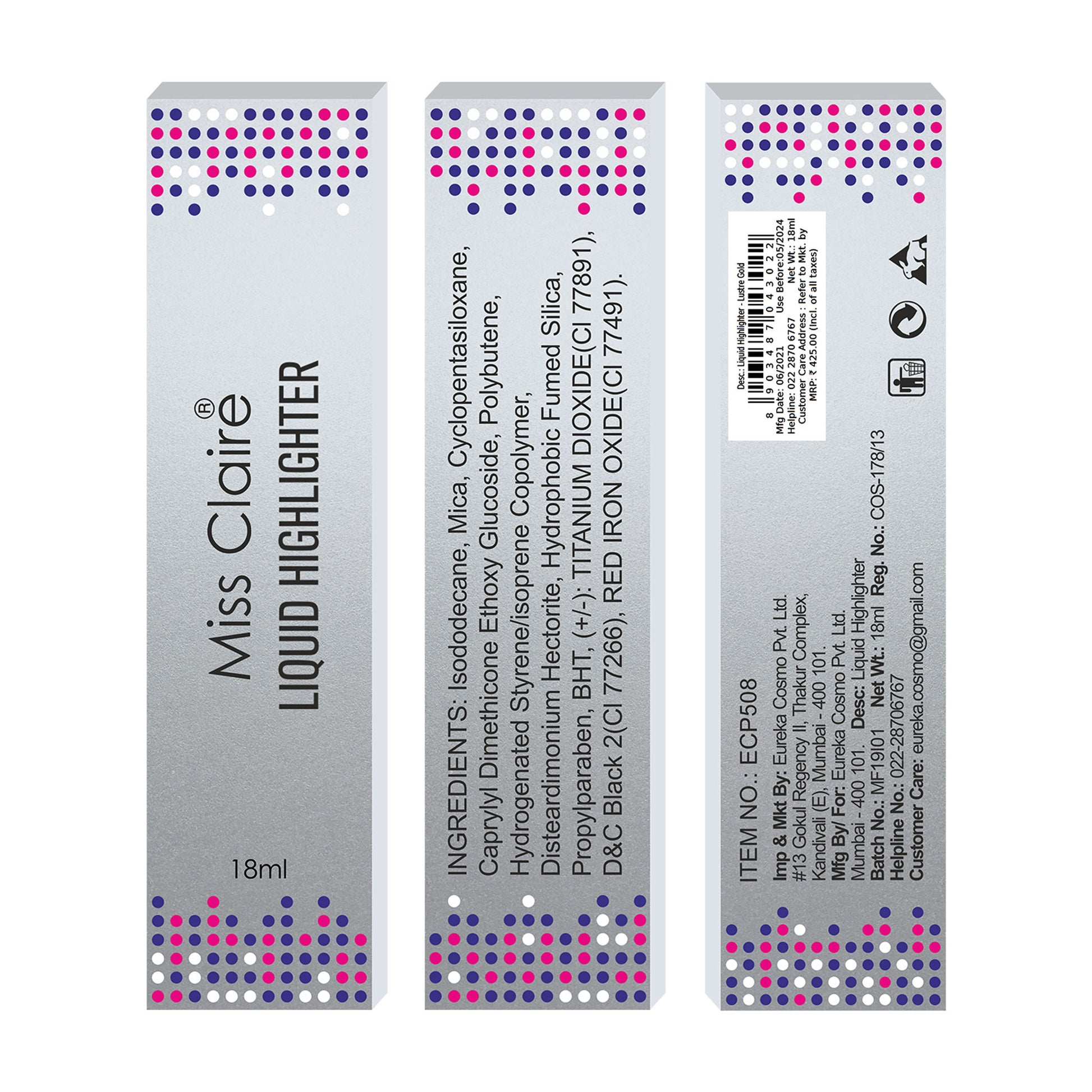 Miss Claire Liquid Highlighter - Lustre Gold - Distacart