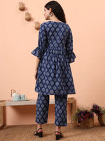 Thumbnail for Yufta Blue Cotton Maternity A-Line Kurta Pant Set