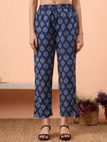 Thumbnail for Yufta Blue Cotton Maternity A-Line Kurta Pant Set