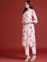 Thumbnail for Anouk Floral Print Cotton Kurta with Trousers & Dupatta