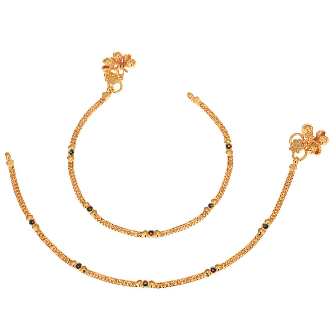 AanyaCentric Gold Plated Traditional Anklets Payal - Classic and Stylish for Women and Girls - Distacart