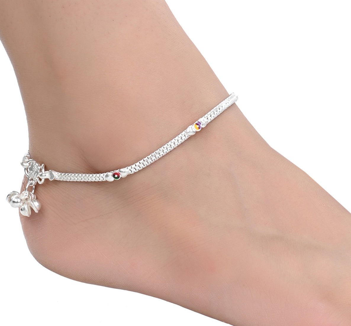 AanyaCentric Silver Plated Traditional Anklets Payal - Classic and Stylish for Women and Girls - Distacart
