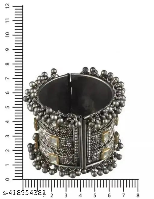 Tehzeeb Creations Women's Oxidised Afghani Style Bangle (Kadha) With Ghungroo