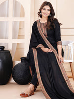 Thumbnail for Kalini Ethnic Motifs Yoke Design Straight Kurta & Trousers With Dupatta