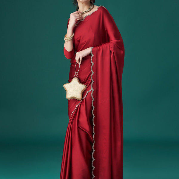 kasee Beads and Stones Satin Sarees - Distacart