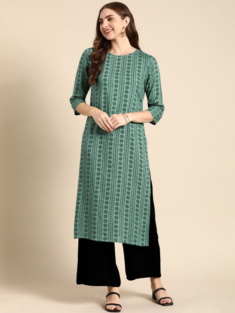 Anouk Ethnic Motifs Printed Straight Kurta with Palazzos - Distacart