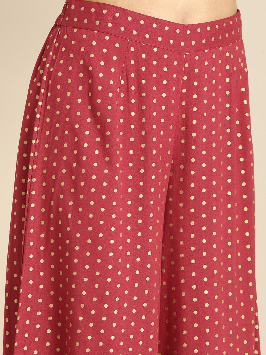 All About You Women Red Ethnic Motifs Printed Kurta with Palazzos - Distacart