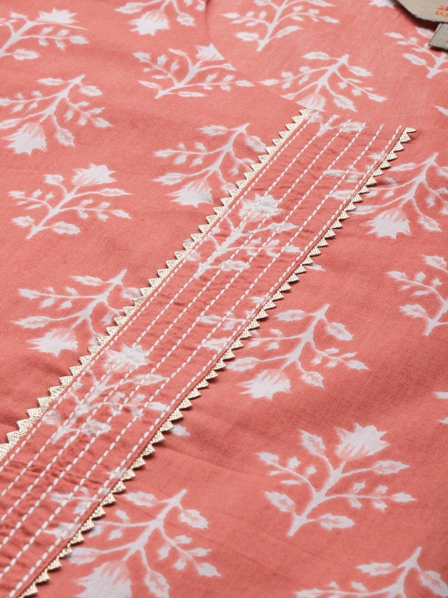 Anouk Ethnic Motifs Printed Regular Gotta Patti Pure Cotton Kurta With Trousers & Dupatta - Distacart