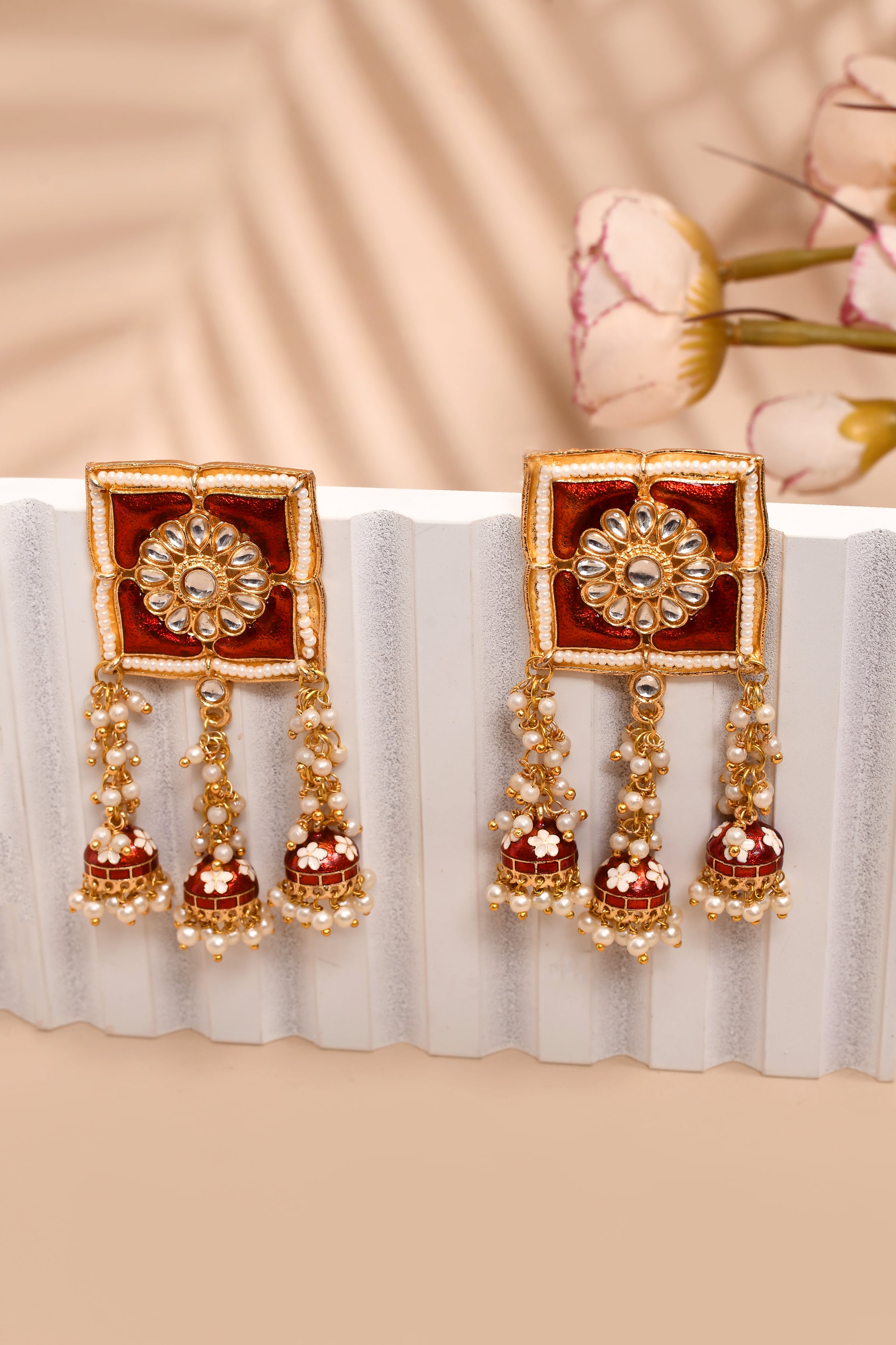 New Stylish Meenakari Red Jhumki Earring for Womens by House of Ree - Distacart