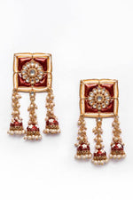 Thumbnail for New Stylish Meenakari Red Jhumki Earring for Womens by House of Ree - Distacart
