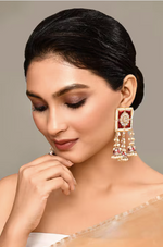 Thumbnail for New Stylish Meenakari Red Jhumki Earring for Womens by House of Ree - Distacart