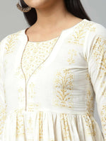 Thumbnail for Ahalyaa Women Off White Beautiful Pure Cotton Printed Tunic - Distacart