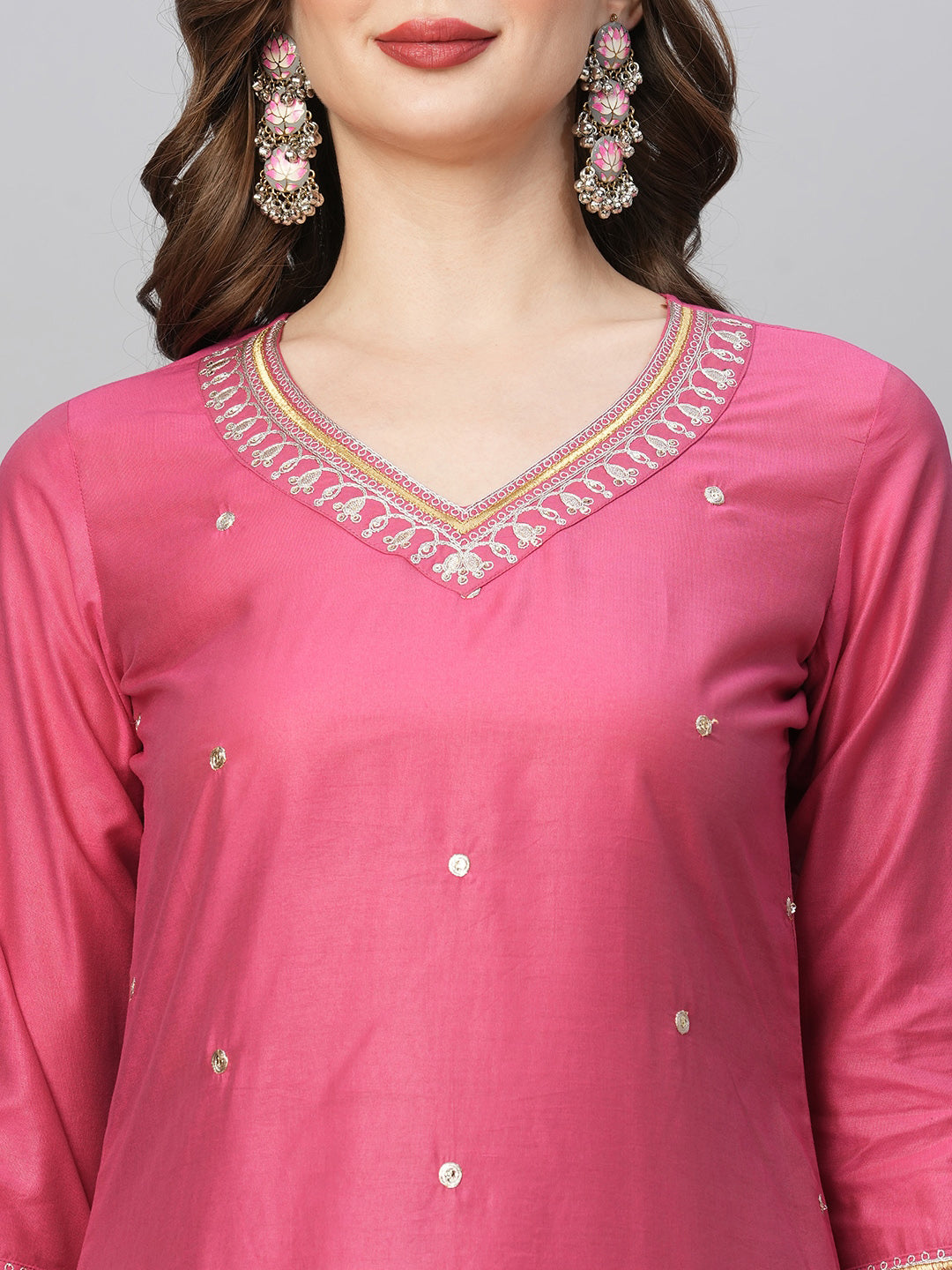 Kalini Ethnic Motifs Embroidered Sequinned Kurta With Trousers & Dupatta - Distacart