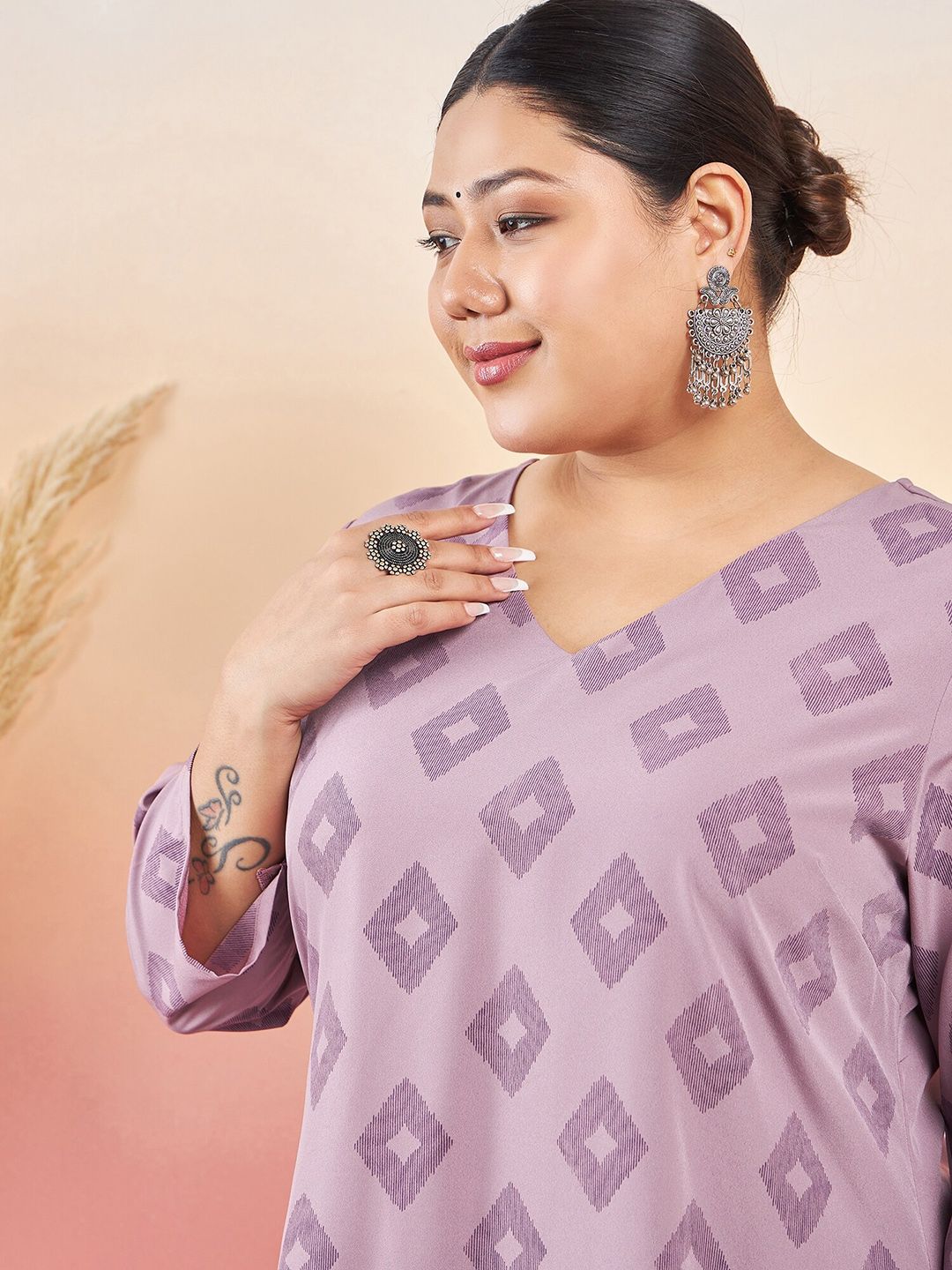 Sztori Printed V-Neck Straight Kurta With Trouser - Distacart