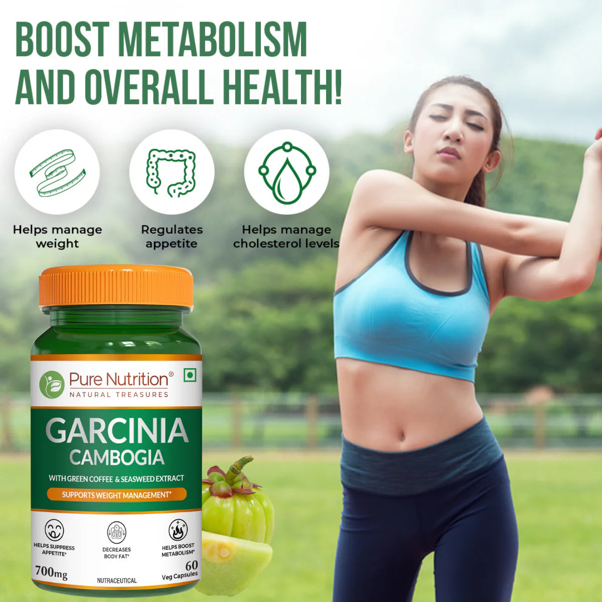 Pure Nutrition Garcinia Cambogia with Green Coffee & Seaweed Extract Capsules - Distacart