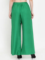 Thumbnail for TAG 7 Women Green Solid Wide Leg Palazzos