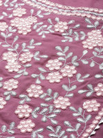 Thumbnail for All About You Purple & Silver Ethnic Motifs Gotta Patti Detail Kurta - Distacart