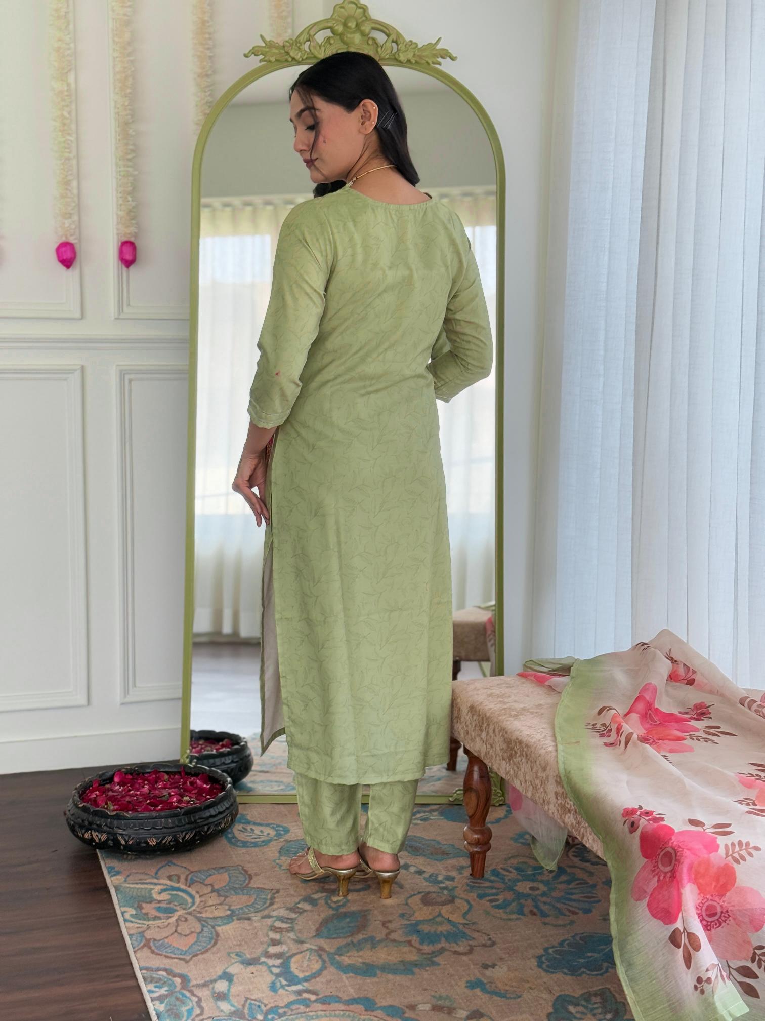 The52 Beautiful Women's Rayon Fabric Straight Kurta, Pant and Dupatta Set
