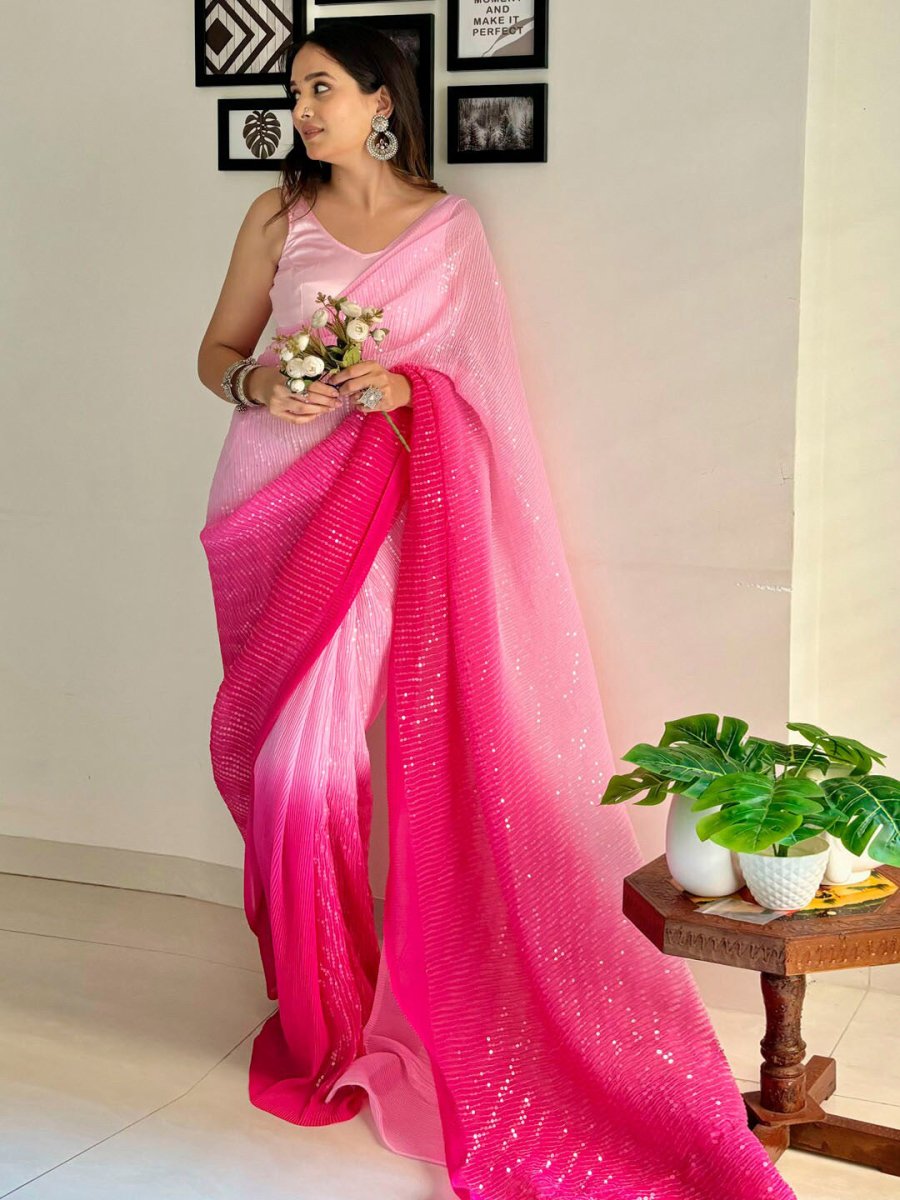 Anouk Embellished Sequinned Pure Georgette Designer Saree - Distacart