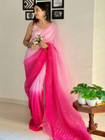 Thumbnail for Anouk Embellished Sequinned Pure Georgette Designer Saree - Distacart
