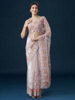 Thumbnail for kasee Floral Embroidered Net Saree - Distacart