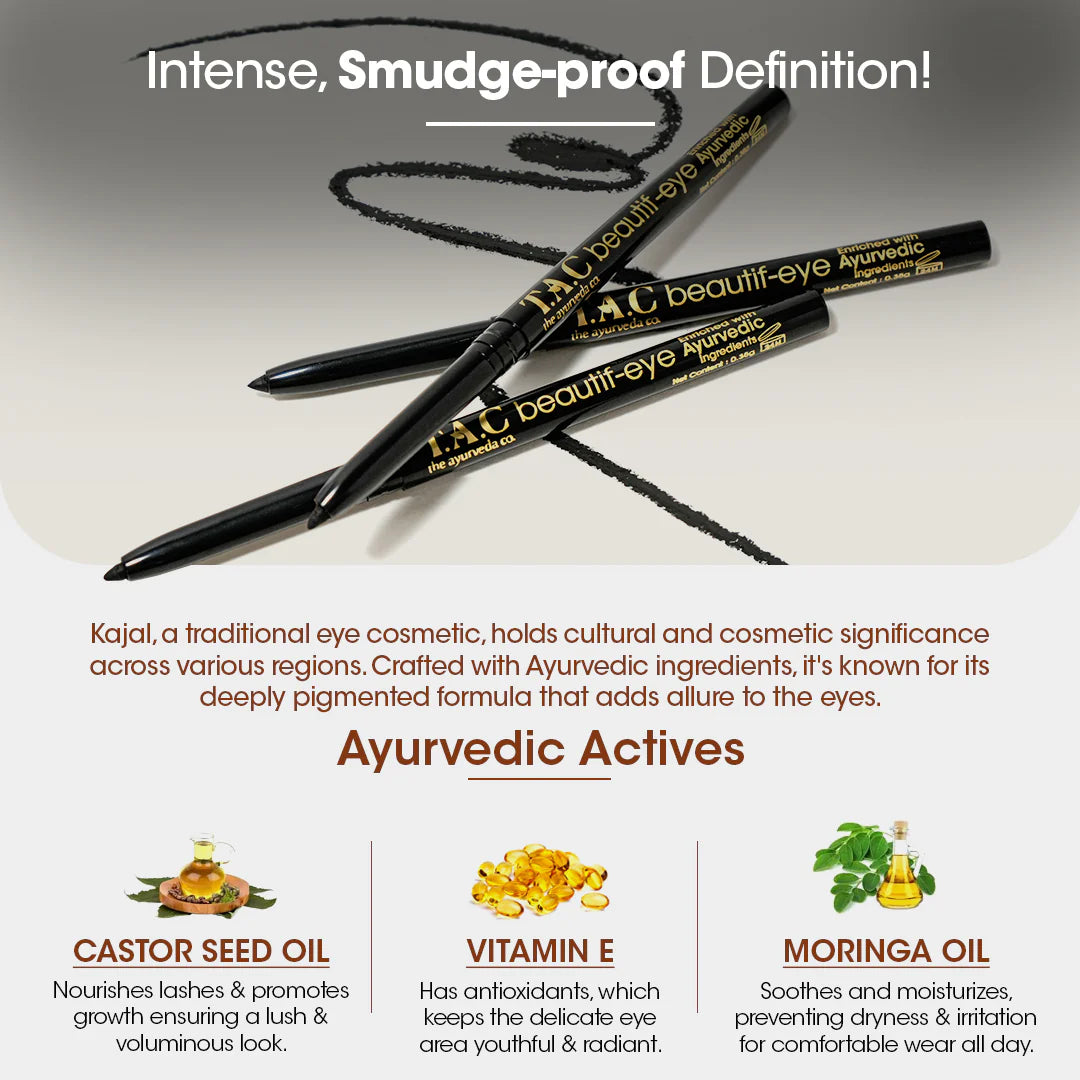 TAC - The Ayurveda Co. Beautif-eye Kajal - Intense Black Kajal - Distacart