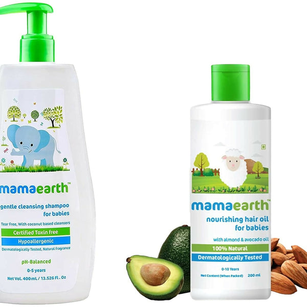 Mamaearth Gentle Cleansing Natural Baby Shampoo & Nourishing Hair Oil for Babies - Distacart