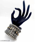 Thumbnail for Tehzeeb Creations Women's Oxidised Afghani Style Bangle (Kadha) With Ghungroo
