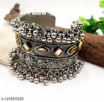 Thumbnail for Tehzeeb Creations Women's Oxidised Afghani Style Bangle (Kadha) With Ghungroo