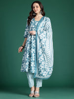 Thumbnail for Indo Era Floral Printed Pure Cotton Kurta with Trousers & With Dupatta