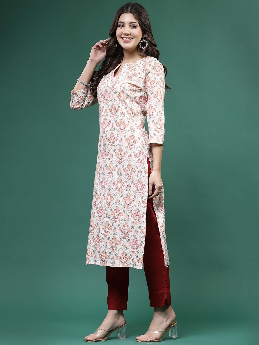 Sangria Printed Straight Kurtas - Distacart