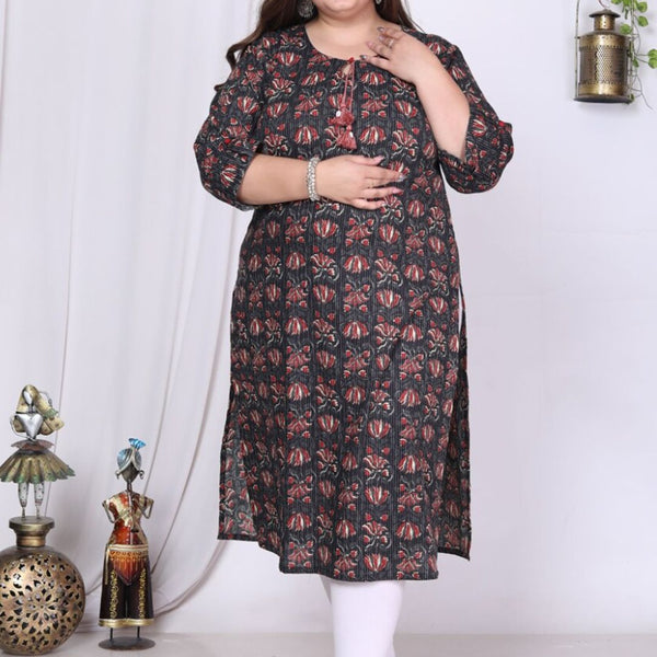Swasti Plus Size Floral Printed Cotton Straight Kurta - Distacart
