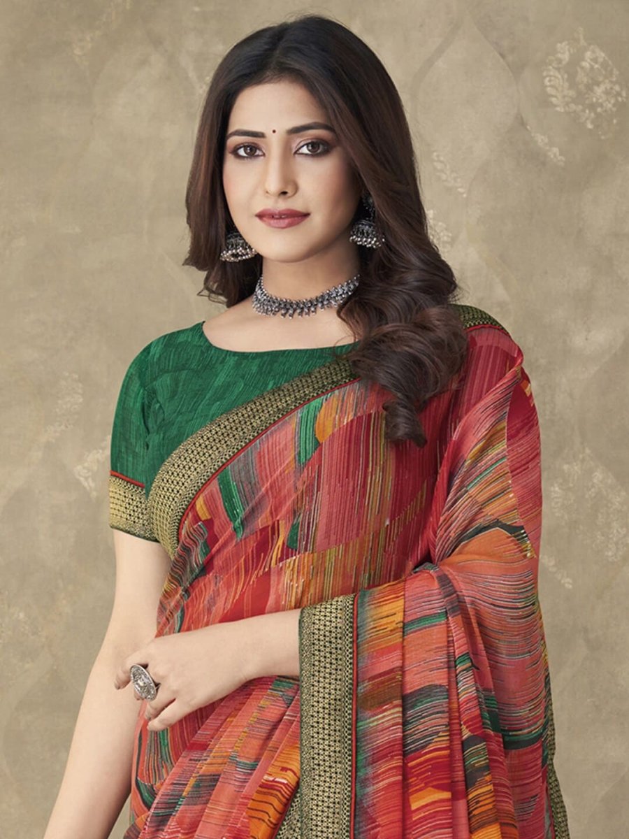 Anouk Pure Chiffon Block Print Saree - Distacart