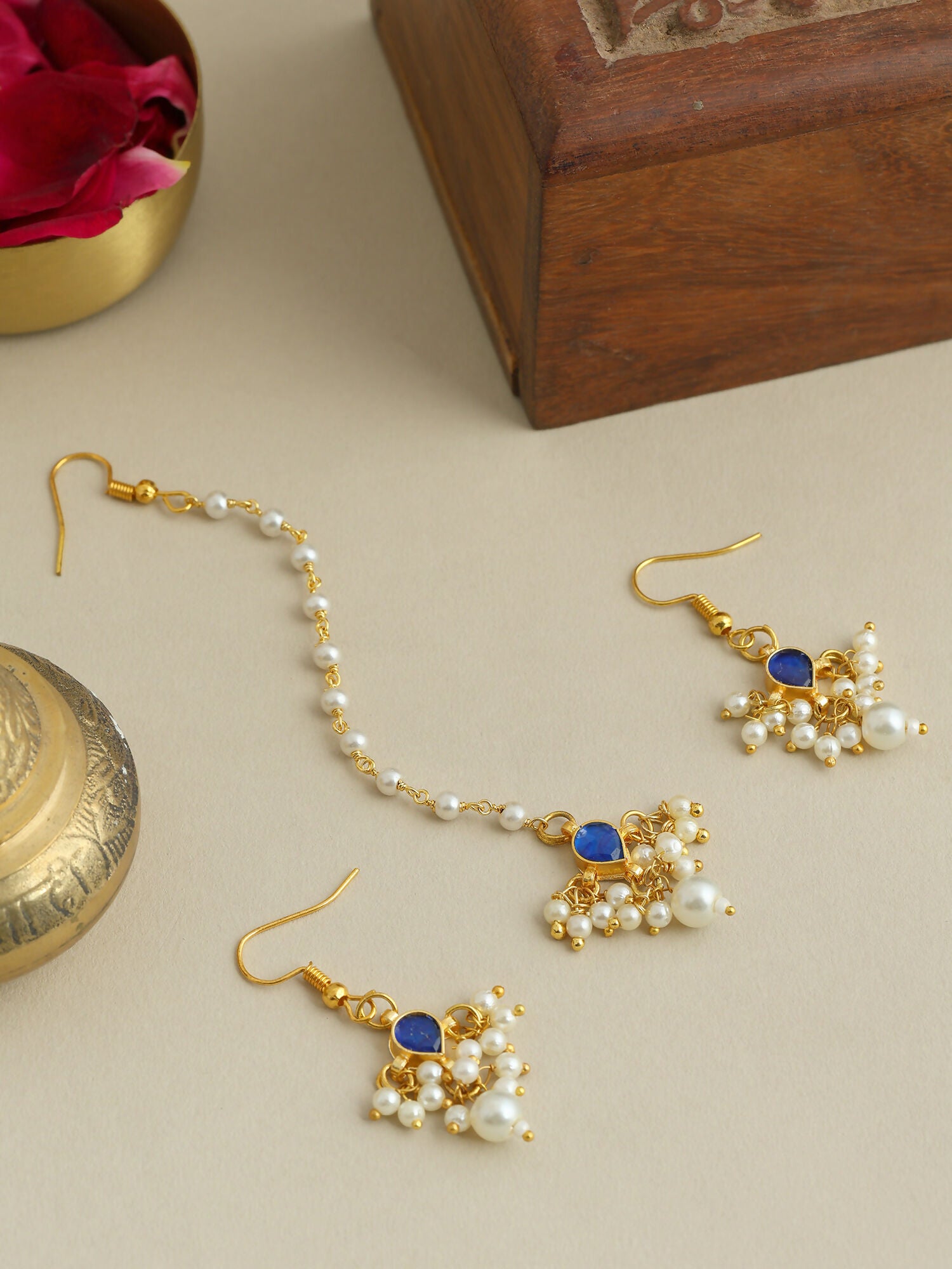 Ruby Raang Set Of 2 Blue Kundan - Distacart