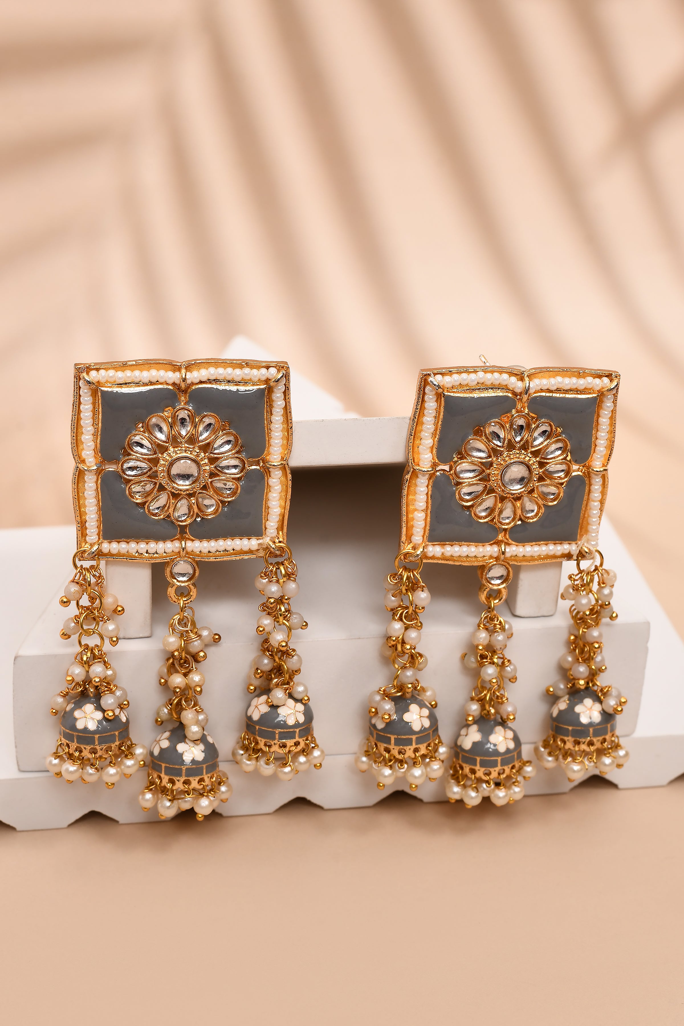 New Stylish Meenakari Grey Jhumki Earring for Womens by House of Ree - Distacart