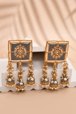 Thumbnail for New Stylish Meenakari Grey Jhumki Earring for Womens by House of Ree - Distacart