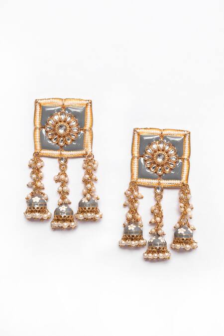 New Stylish Meenakari Grey Jhumki Earring for Womens by House of Ree - Distacart