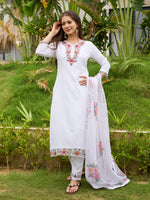 Thumbnail for The52 Thread work on Viscose Fabric Straight Kurta, Pant and Dupatta Set