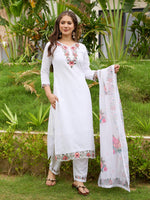 Thumbnail for The52 Thread work on Viscose Fabric Straight Kurta, Pant and Dupatta Set