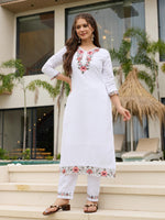 Thumbnail for The52 Thread work on Viscose Fabric Straight Kurta, Pant and Dupatta Set