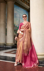 Thumbnail for Anaita Pink Designer Weaving Pure Tissue Saree With Blouse - Distacart
