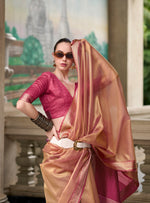 Thumbnail for Anaita Pink Designer Weaving Pure Tissue Saree With Blouse - Distacart
