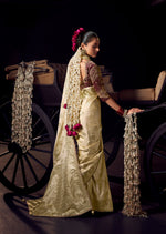 Thumbnail for Anaita Beige Viscose Tissue Has Worked Pallu Saree With Embroidered Blouse Piece - Distacart