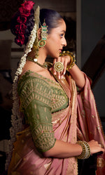 Thumbnail for Anaita Green Viscose Tissue Has Worked Pallu Saree With Embroidered Blouse Piece - Distacart