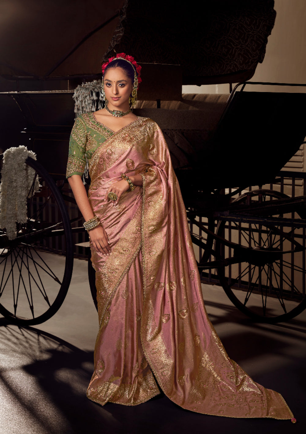 Anaita Green Viscose Tissue Has Worked Pallu Saree With Embroidered Blouse Piece - Distacart