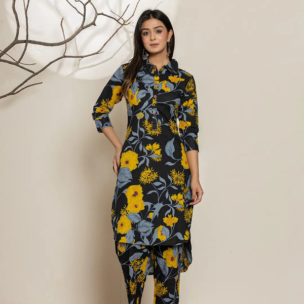 Yufta Black Cotton Co-Ord Set - Distacart