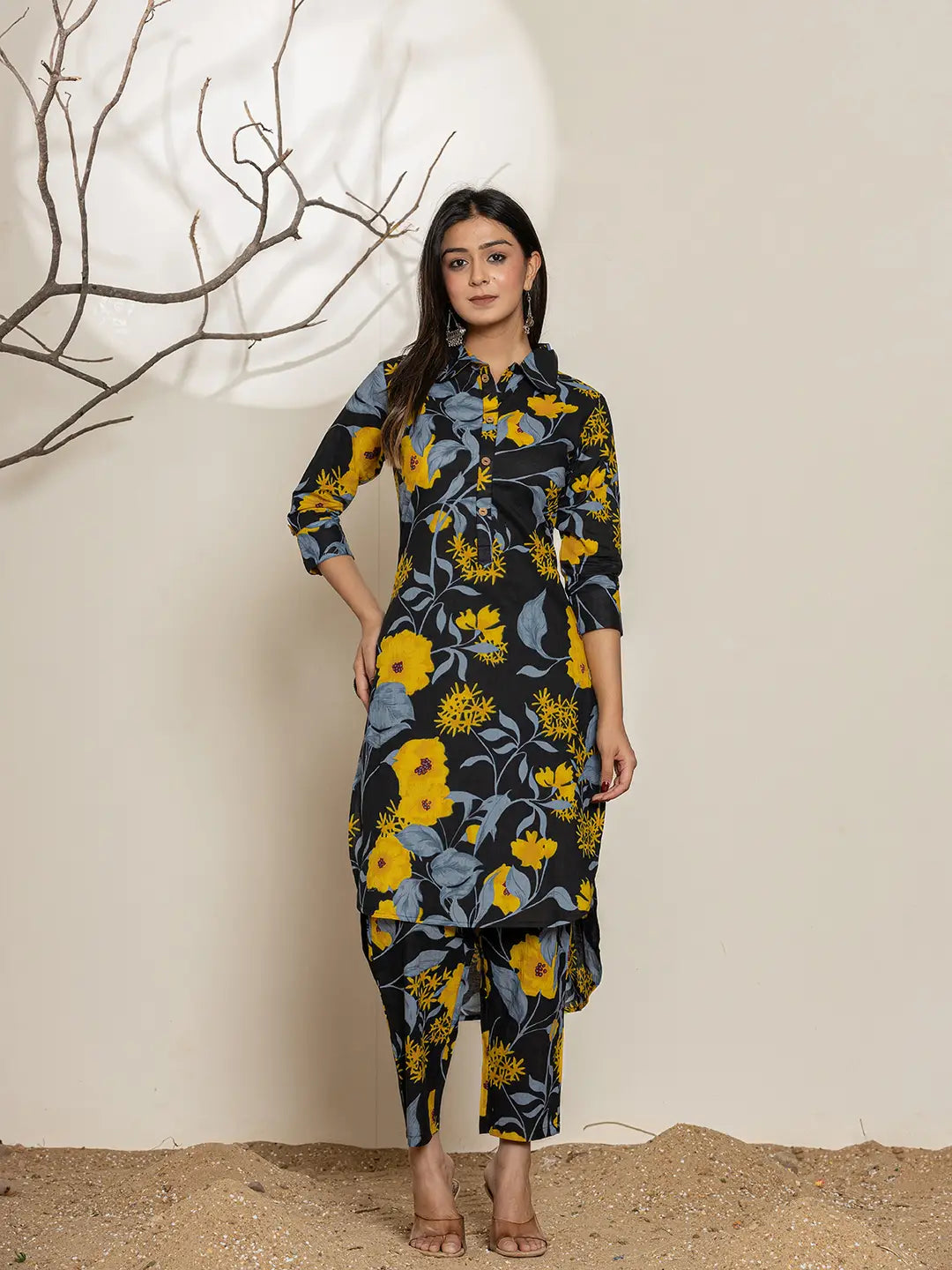 Yufta Black Cotton Co-Ord Set - Distacart