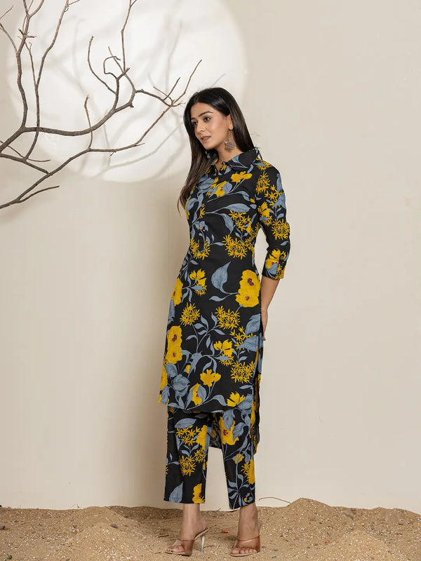 Yufta Black Cotton Co-Ord Set